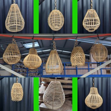 Ratan lampen, manden en vazen