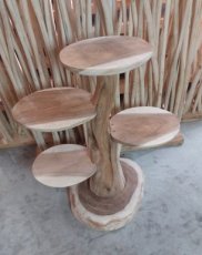AM-KPxxx-T1-BL Scratching post / display tree in Suar wood - Model "Leaves" - H100