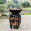 BBQ plancha Compañero XXL black met hoes en houtopslag 80 cm