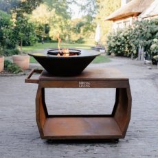 BBQ plancha corten Big Jack 3.0 met hoes en houtopslag 80 cm