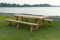 KASTIL Tuintafel Set 200 cm Teaktuintafel 200 cm met 2 banken KASTIL