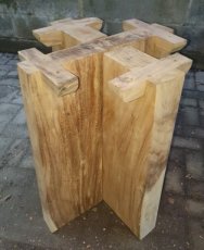 PP-LEG-HT_S-FW_X Pieds de table en bois de SUAR pour table haute - modèle "Bois Massif en croix"