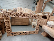 Rechthoekige teakhouten spiegel 120 x 80 cm Spiegel in Teak Sculptuur 120 x 80 cm