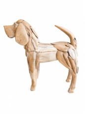 SB-STAT-DOG-STA_060 Chien en Bois de Teck - 60 x 20 x 58 cm