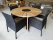 SET_T130_4RA Set Round Table + 4 chairs "Ratan Black"