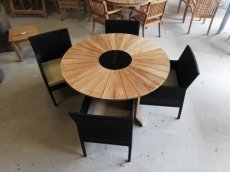 SET_T130_4RA Set Round Table + 4 chairs "Ratan Black"