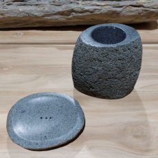 tandeborstel houder en zeepbakje riviersteen Tandenborstel houder en zeepbakje riviersteen