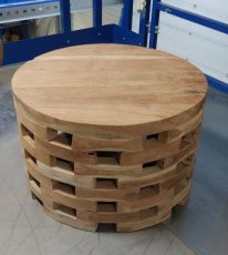 Teak salontafel rond met blokken D70