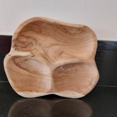 Teak schaal 3 vakken 2kleine, en 1 grote