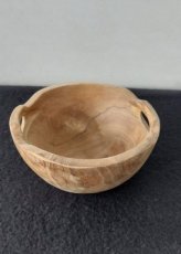 Teak schaal nootjes 1 vak Teak schaal nootjes met handvaten