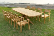 Teak tuintafel met 6 stoelen 300 cm OWI Table de jardin en teck avec 6 chaises 200 cm OWI
