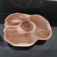 Teakschaal 3 vakken plus saus vakje