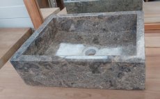 Rechthoekige lavabo in natuursteen (Indonesisch marmer)